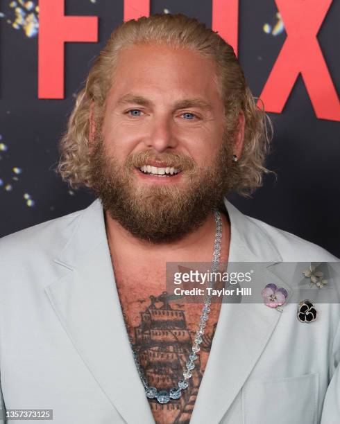 Jonah Hill attends the world premierof Netflix's "Don't Look Up" at Jazz at Lincoln Center on December 05, 2021 in New York City.
