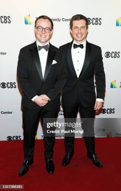 Pete Buttigieg and Chasten Buttigieg attend the 44th Kennedy Center Honors at The Kennedy Center on December 05, 2021 in Washington, DC.