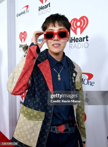 Hope of BTS attends iHeartRadio 102.7 KIIS FM's Jingle Ball 2021 presented by Capital One at The Forum on December 03, 2021 in Los Angeles,...