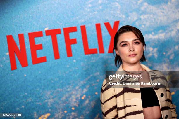Florence Pugh attends the "Don't Look Up" World Premiere at Jazz at Lincoln Center on December 05, 2021 in New York City.