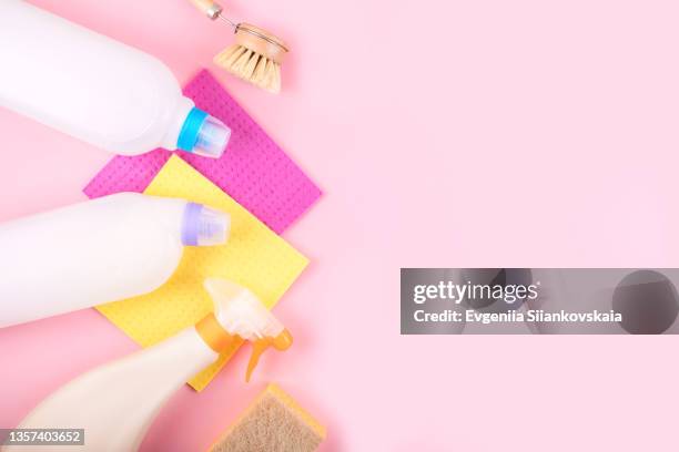 Banner With House Cleaning Products Are On Pink Background High-Res Stock  Photo - Getty Images