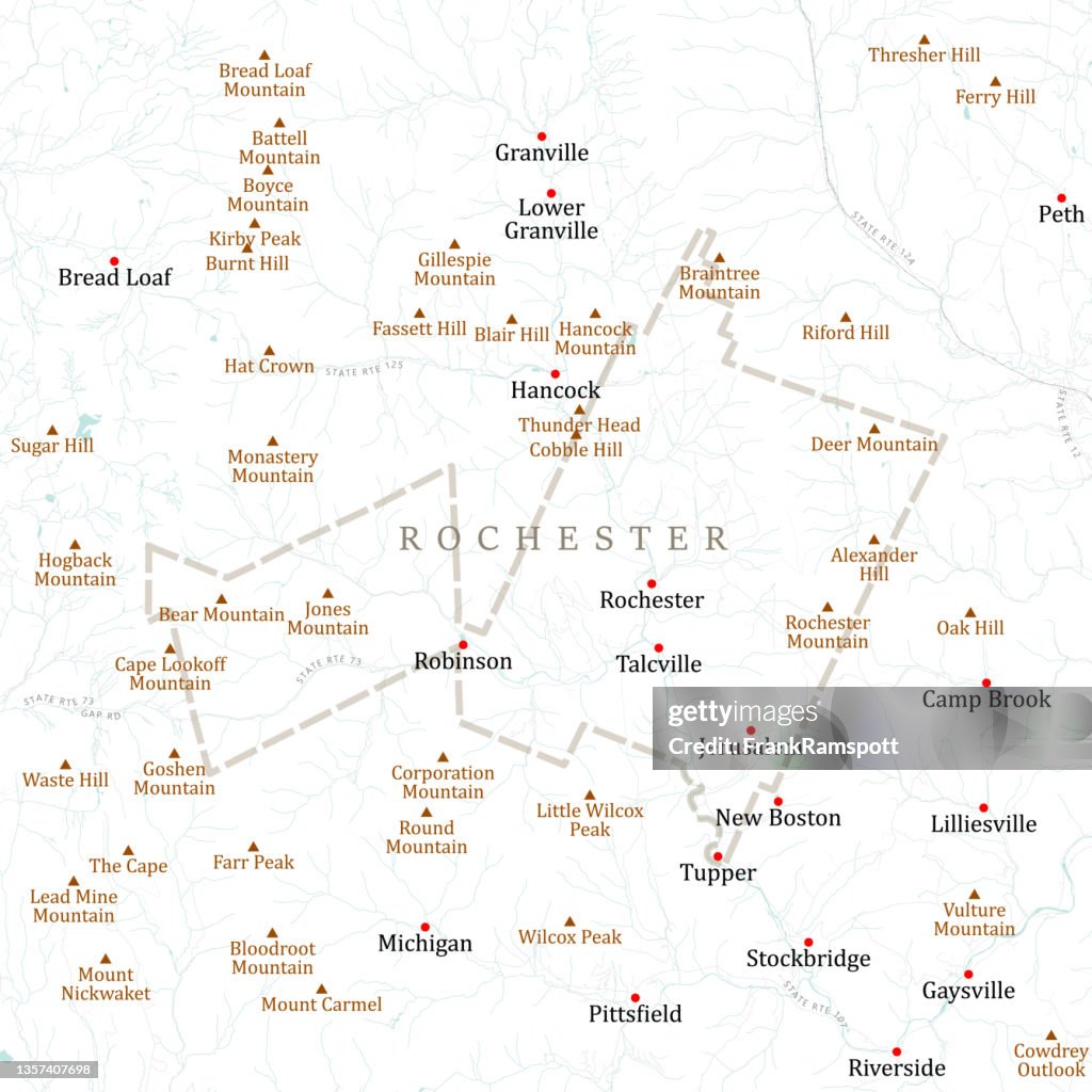 VT Windsor Rochester Vector Road Map