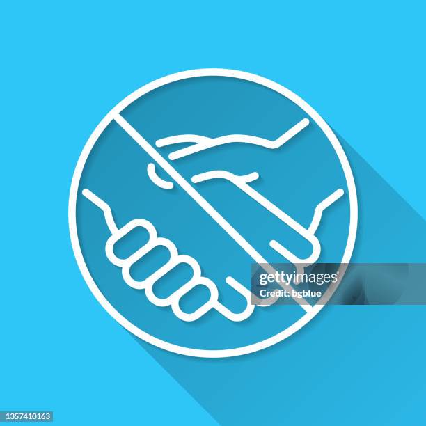 no handshake. icon on blue background - flat design with long shadow - handshake blue background stock illustrations