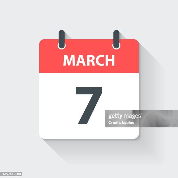 bildbanksillustrationer, clip art samt tecknat material och ikoner med march 7 - daily calendar icon in flat design style - seventh