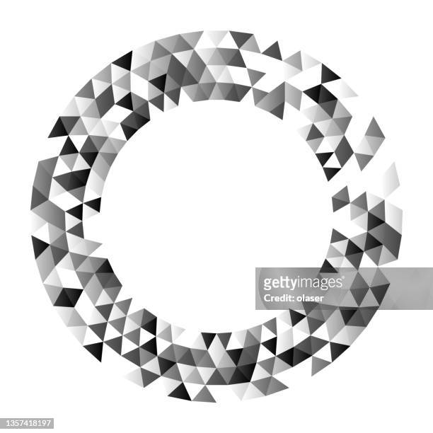 grayscale ring of triangles, four orbits - gingham stock illustrations