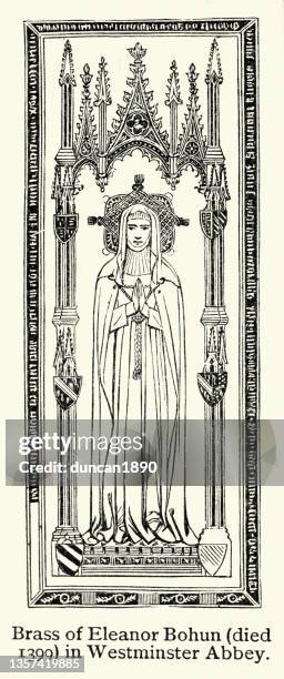 medieval brass of eleanor bohun, died 1399, westminster abbey, 14th century - eleanor stock illustrations