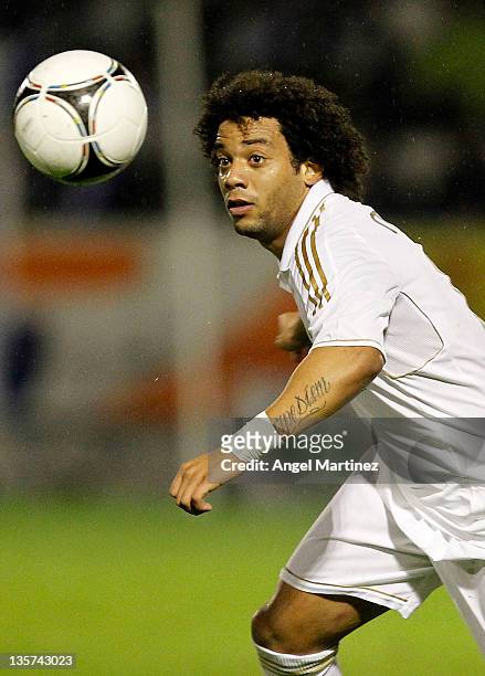 Marcelo Vieira of Real Madrid in action during the round of last 16 Copa del Rey first leg match between Ponferradina and Real Madrid at Estadio El...