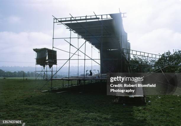 The stage at the first Glastonbury Festival, United Kingdom, September 1970.