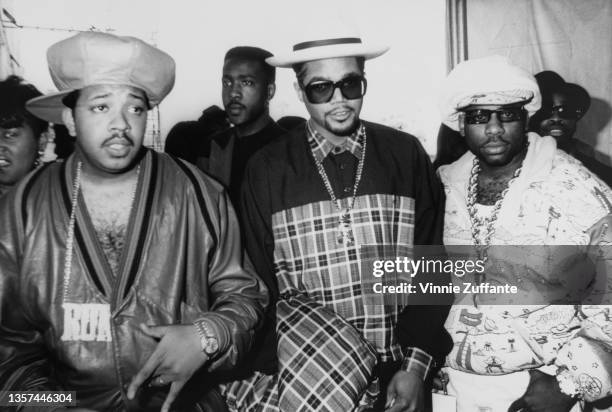 American hip hop group Run-DMC attend the 5th Annual Soul Train Music Awards at the Shrine Auditorium in Los Angeles, California, 12th March 1991.