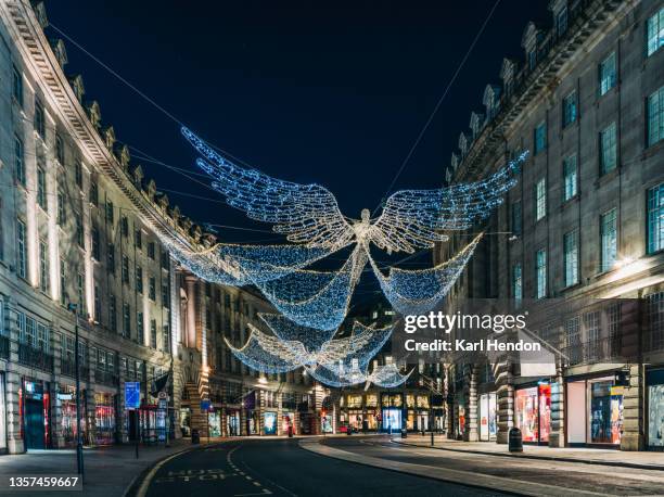 christmas in london - stock photo - regent street christmas lights stock pictures, royalty-free photos & images