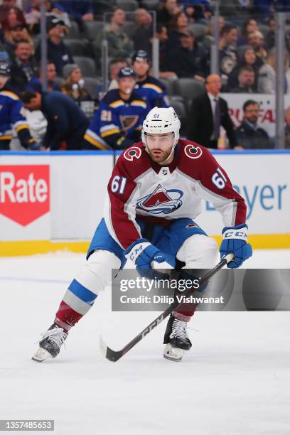 Martin Kaut of the Colorado Avalanche skates against the St. Louis Blues at Enterprise Center on October 23, 2021 in St Louis, Missouri.