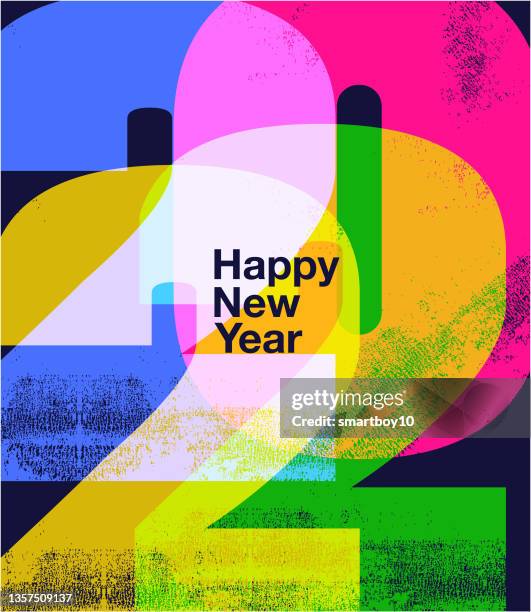 happy new year 2022 - letterpress stock illustrations