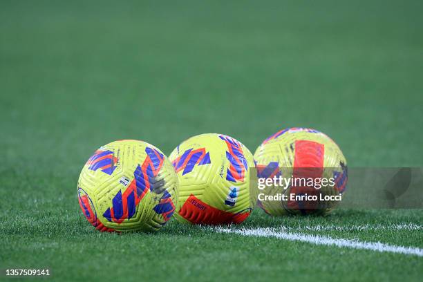 The match balls during the Serie A match between Cagliari Calcio and Torino FC at Sardegna Arena on December 06, 2021 in Cagliari, Italy.