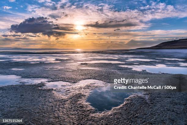 antelope island,scenic view of sea against sky during sunset,great salt lake,utah,united states,usa - great salt lake - fotografias e filmes do acervo