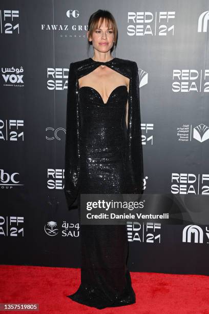 Hilary Swank attends the Opening Gala of the Red Sea International Film Festival on December 06, 2021 in Jeddah, Saudi Arabia.