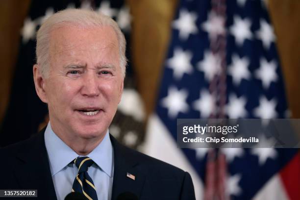 President Joe Biden delivers remarks about the Build Back Better legislation's new rules around prescription drug prices at the White House on...