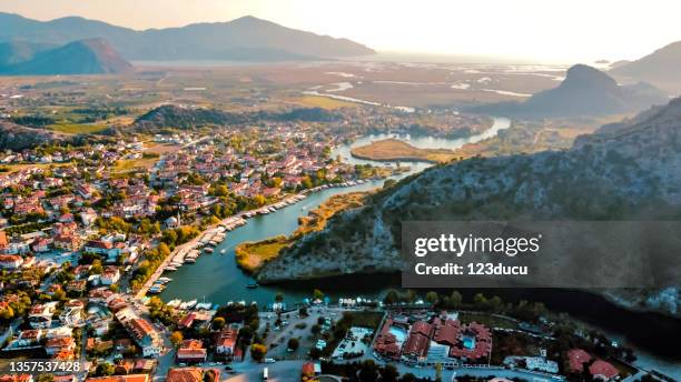 aerial view of dalyan mugla turkey - mugla province stock pictures, royalty-free photos & images