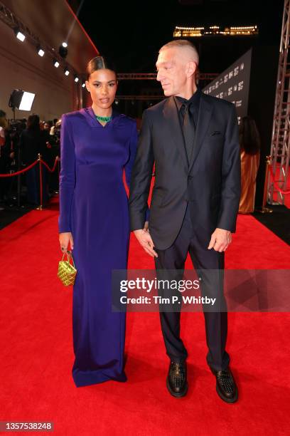 Tina Kunakey and Vincent Cassel attend the Cyrano premiere during the Red Sea International Film Festival on December 06, 2021 in Jeddah, Saudi...