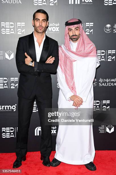 Jon Kortajarena and Mohammed Al Turki attend the Cyrano premiere during the Red Sea International Film Festival on December 06, 2021 in Jeddah, Saudi...