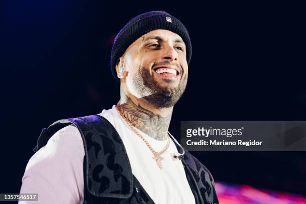 Recording artist Nicky Jam performs on stage at Wizink Center on December 06, 2021 in Madrid, Spain.