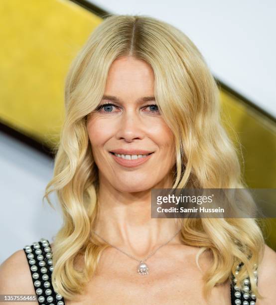 Claudia Schiffer attends the World Premiere of "The King's Man" at Cineworld Leicester Square on December 06, 2021 in London, England.