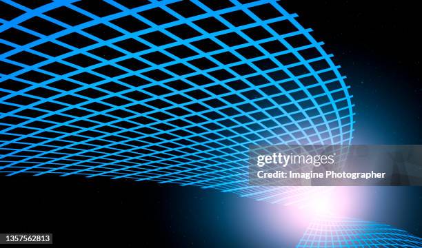 perspective digital grid blue color pattern on flare background. futuristic digital technology concept. - hyperspace stock pictures, royalty-free photos & images