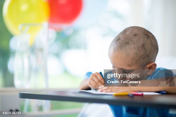 coloring during cancer treatment - hospital bed drawing stock pictures, royalty-free photos & images