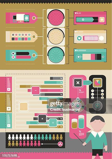 complex elements of infographics - manager explaining stock illustrations