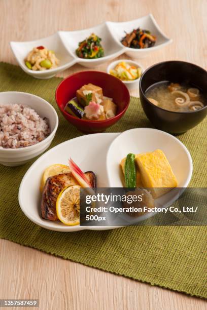 grilled fish set meal - image ストックフォトと画像