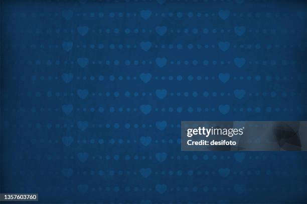 dark midnight blue coloured all over hearts and polka dots pattern backgrounds with a design of rows of a heart followed by dots with slight grunge and textured effect allover - vector textured effect grunge stock illustrations
