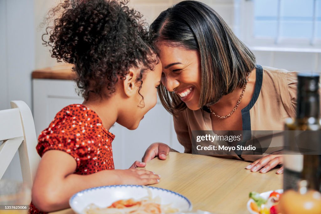 Shot of a mother and daughter bonding over a meal