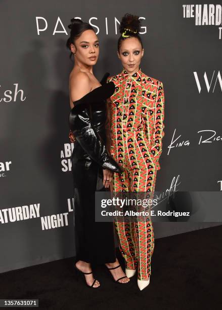 Tessa Thompson and Ruth Negga attend the Critics Choice Association Presents The 4th Annual Celebration Of Black Cinema & Television at Fairmont...