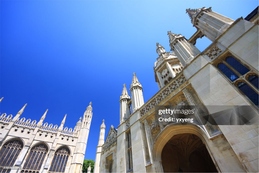 View of Kings College looking up towards the sky