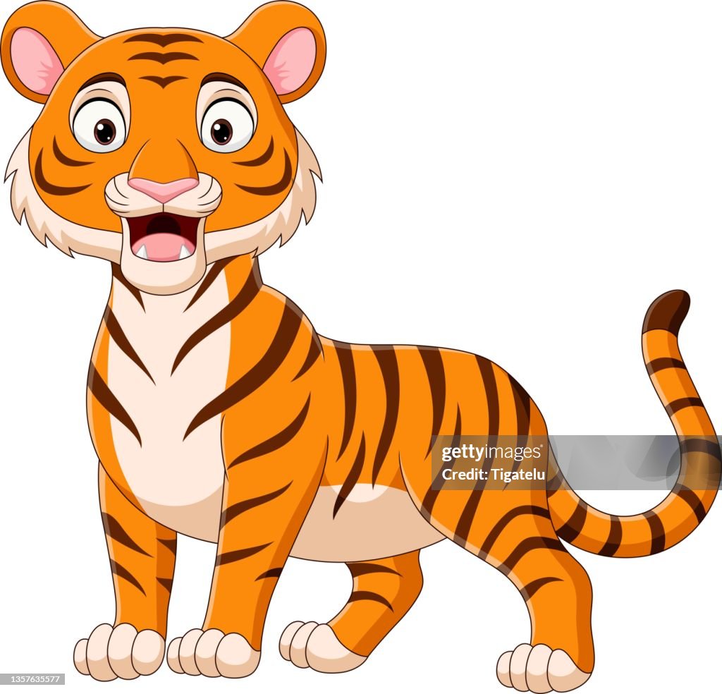 Tiger Rory Cartoon Cartoon Tiger Roaring On White Background High-Res Vector Graphic ...
