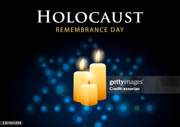 holocaust remembrance day candle lighting - monument to the murdered jews of europe stock illustrations