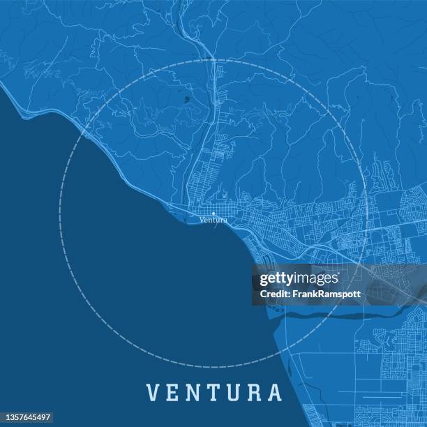 ventura ca city vector road map blue text - ventura california stock illustrations