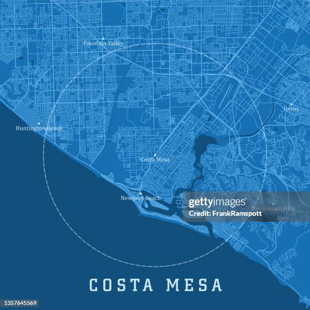 costa mesa ca city vector road map blue text - costa mesa stock illustrations