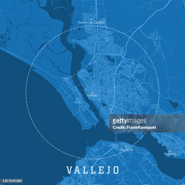 vallejo ca city vector road map blue text - vallejo california stock illustrations