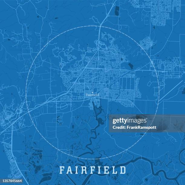 fairfield ca city vector road map blue text - solano county stock illustrations