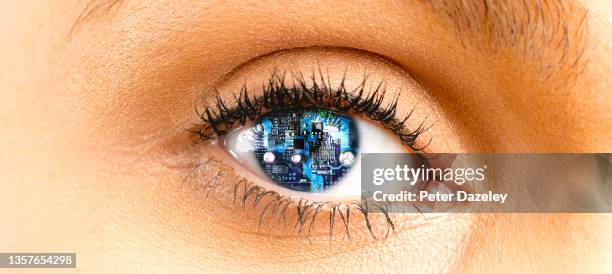 cyborg eye - iris scan stock pictures, royalty-free photos & images