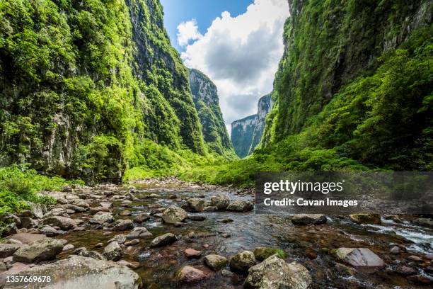 rio do boi in itaimbezinho canyon, cambara do sul, rio grande do sul, brazil - rio grande fluss stock-fotos und bilder