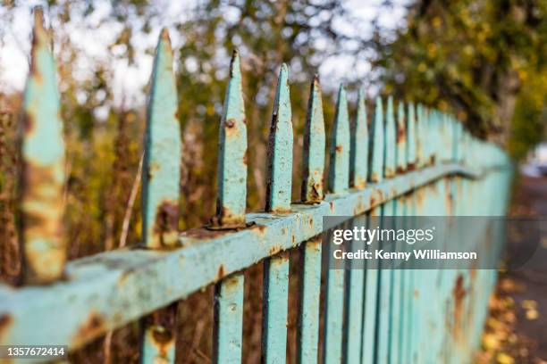 autumn - damaged fence stock pictures, royalty-free photos & images