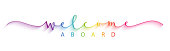 WELCOME ABOARD colorful calligraphy banner