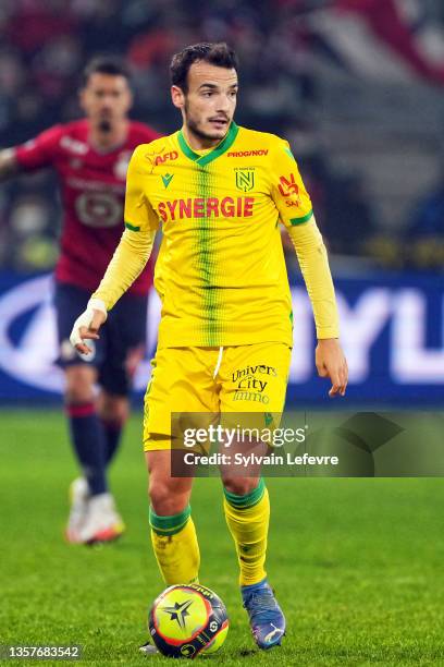 Pedro Chirivella of FC Nantes in action during the Ligue 1 Uber Eats match between Lille OSC and FC Nantes at Stade Pierre Mauroy on November 27,...