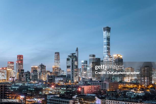 beijing cbd at nigt - beijing road stock pictures, royalty-free photos & images