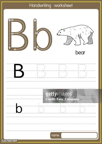 vektorabbildung von bear mit buchstaben b großbuchstaben oder großbuchstaben für kinder lernpraxis abc - frozen meat stock-grafiken, -clipart, -cartoons und -symbole