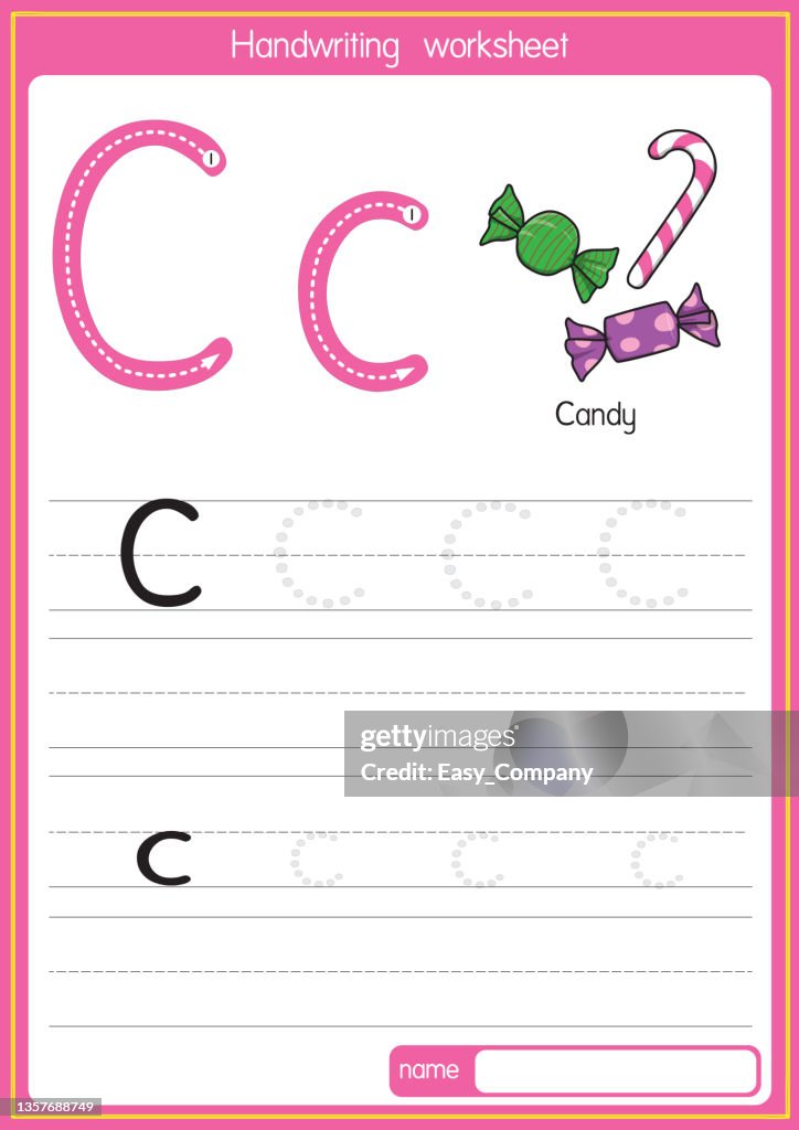 Ilustración vectorial de Candy con letra del alfabeto C Mayúscula o letra mayúscula para niños aprendizaje práctica ABC