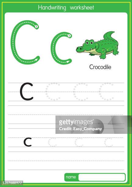 vector illustration of crocodile with alphabet letter c upper case or capital letter for children learning practice abc - caiman stock illustrations