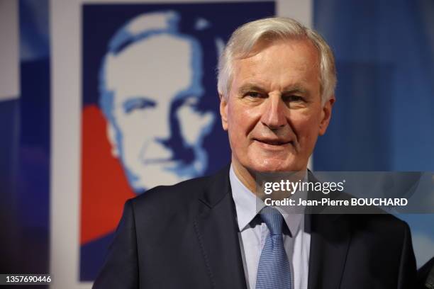 Homme politique Michel Barnier lors du congrès des Républicains le 27 novembre 2021 à Sarlat.