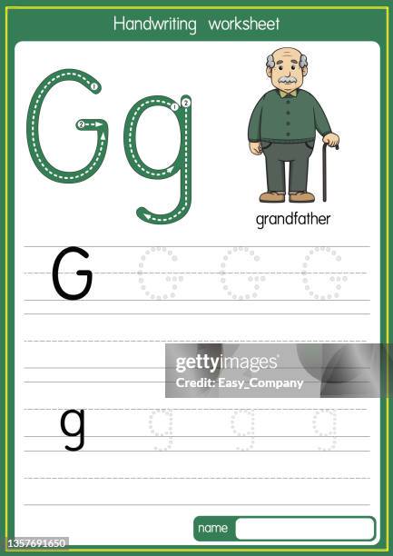 vector illustration of grandfather with alphabet letter g upper case or capital letter for children learning practice abc - elementary school dance stock illustrations